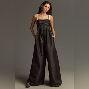Anthropologie Hutch The Mabel Pearl Black  Wide-Leg Jumpsuit Sz S $325